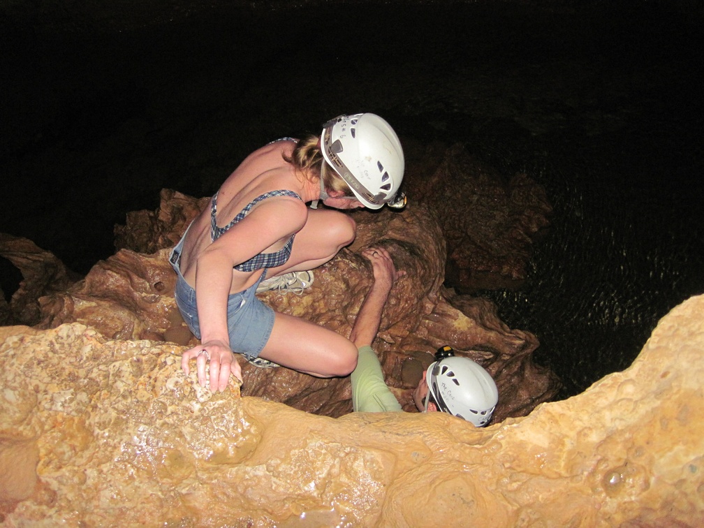 Careful climb down