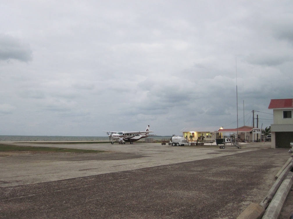 Airport in Belize City - right on the water