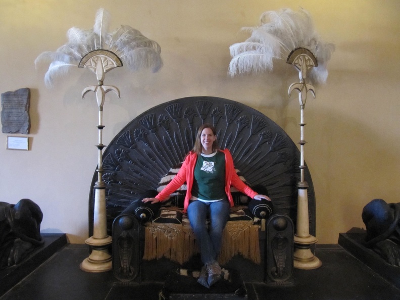 Ouarzazate - Berbere Palace - Betsy sets on a throne from a movie